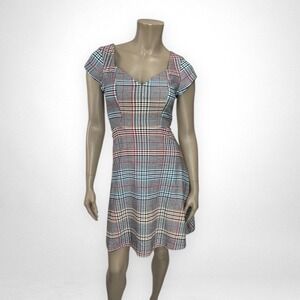 NWT MOULINETTE SOEURS 2‎ Finley Plaid Short Sleeve Dress Casual Business